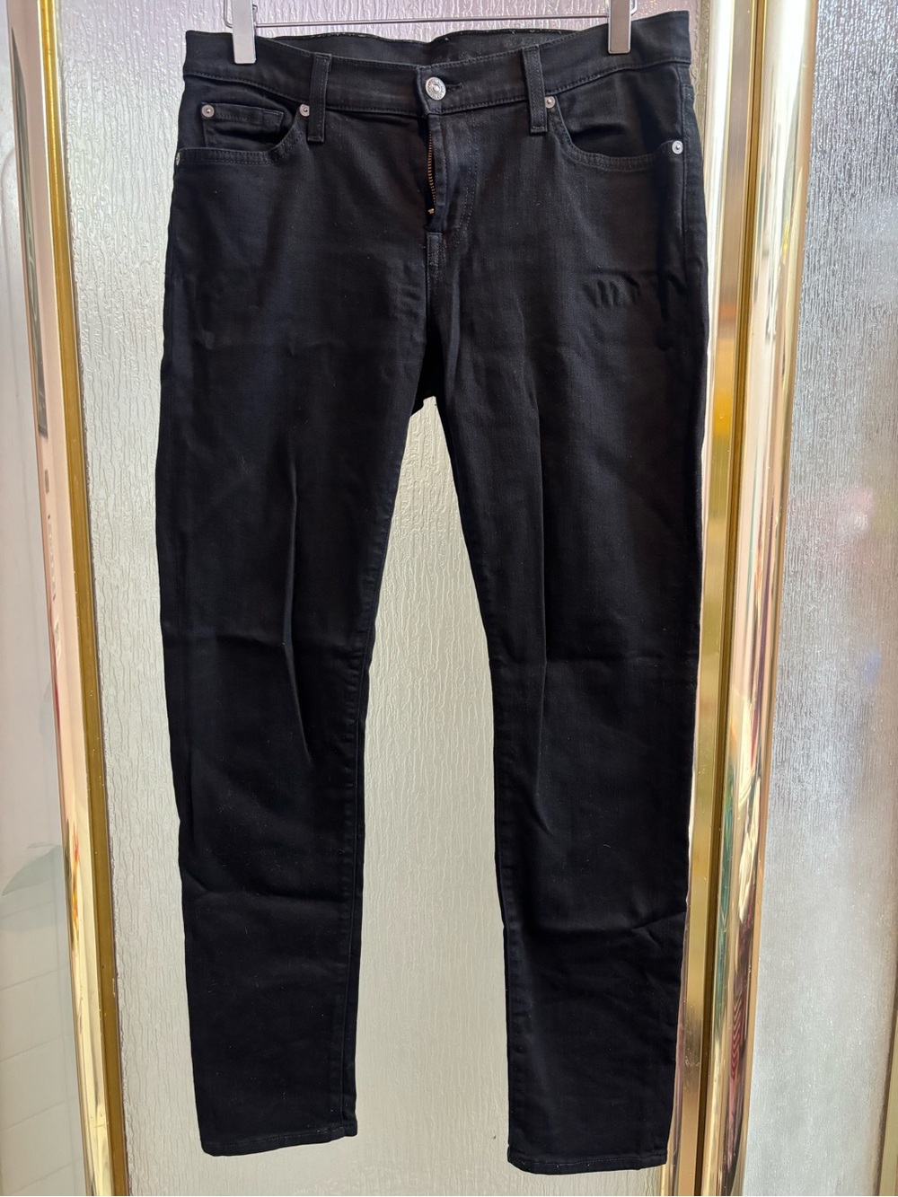 AUTHENTIC 7 For All Mankind Women's Black Skinny Cigarette Jeans Size 30 EUC